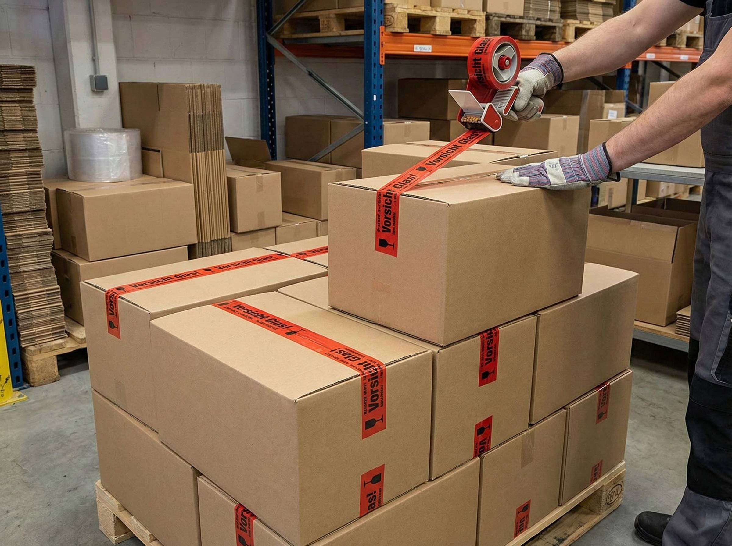 baytronic Warn Klebeband PP "Vorsicht Glas" 50 mm x 66 m