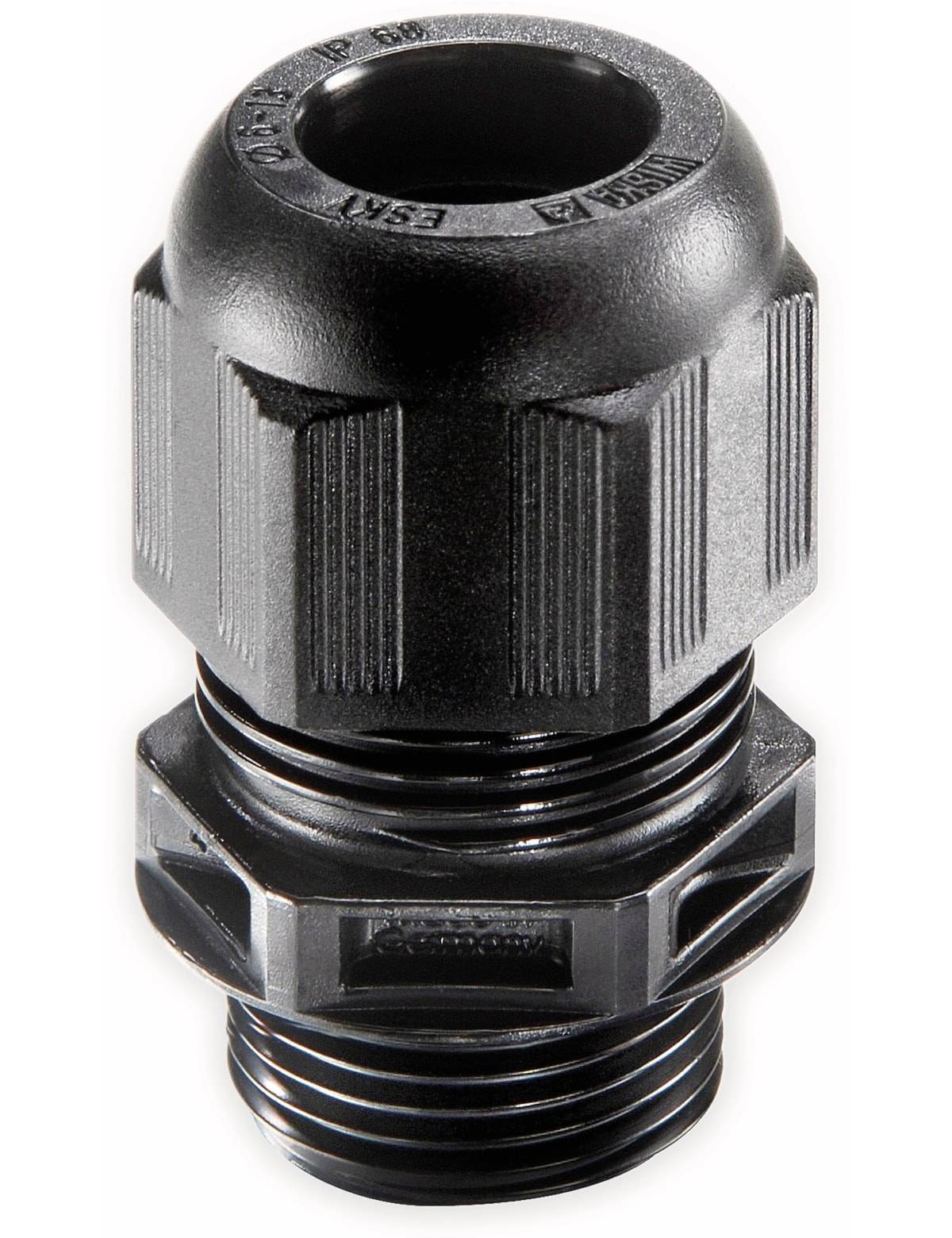 WISKA Kabelverschraubung, 10066121, ESKV 16, M 16x1,5, metrisch, Schwarz