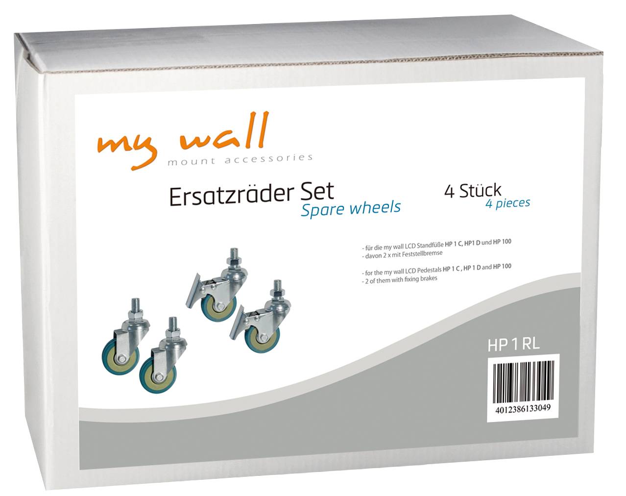 My Wall Ersatzräder Set für die my wall LCD Standfüße HP 1 C, HP1 D und HP 100