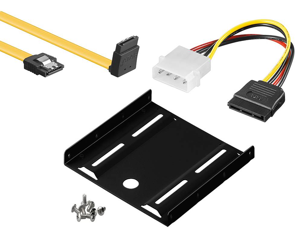 baytronic SSD Einbau-Kit für interne SSD/HDD inkl. Einbaurahmen für 6,4 cm inkl. SATA 3 Kabel gedreht 0,5 m