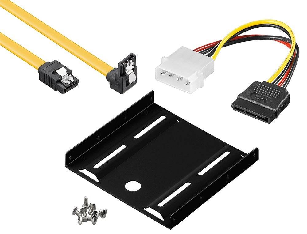 baytronic SSD Einbau-Kit für interne SSD/HDD inkl. Einbaurahmen für 6,4 cm inkl. SATA 3 Kabel gewinkelt 0,3 m