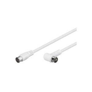 Wentronic Goobay SAT Winkel Anschlusskabel, F-Quick, 100% geschirmt, Weiß, 3.5 m