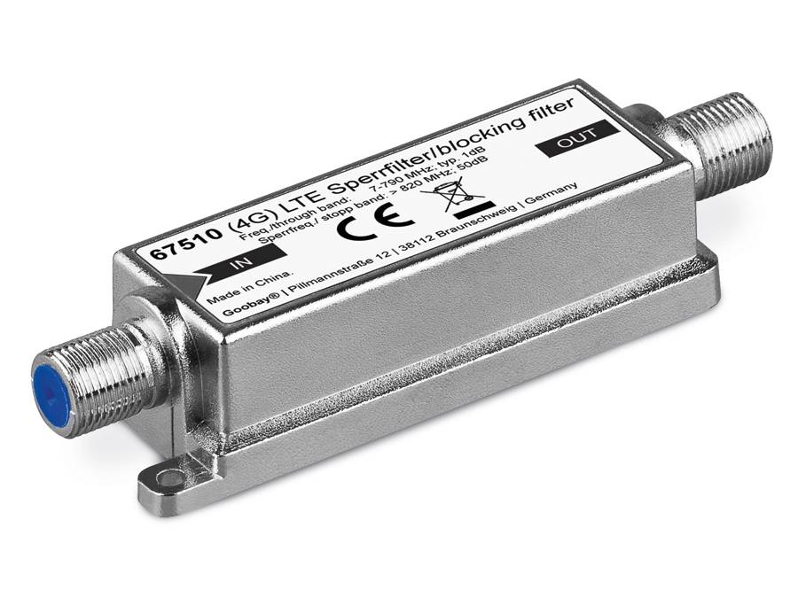 Ein Metall-LTE-Sperrfilter mit „67510 (4G) LTE Sperrfilter/Blockierungsfilter