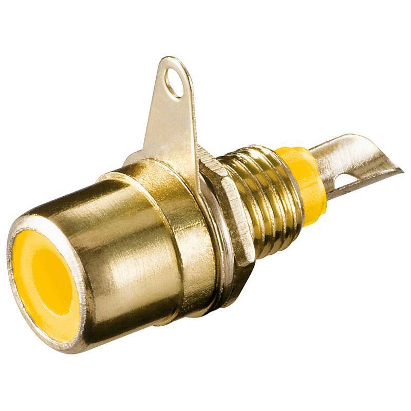 Cinch-Einbaubuchse, Metallausführung, vergoldet, Lötmontage - Farbe: gelb