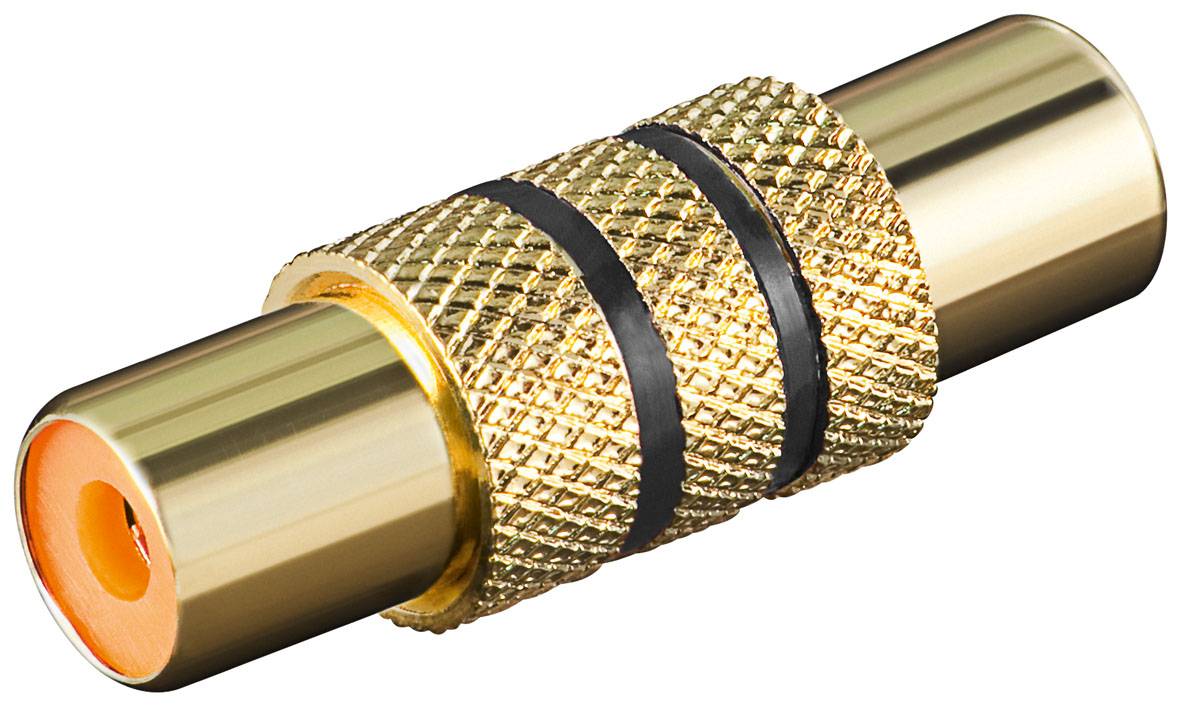goobay Cinchadapter Buchse auf Buchse mit schwarzem Farbring vergoldet