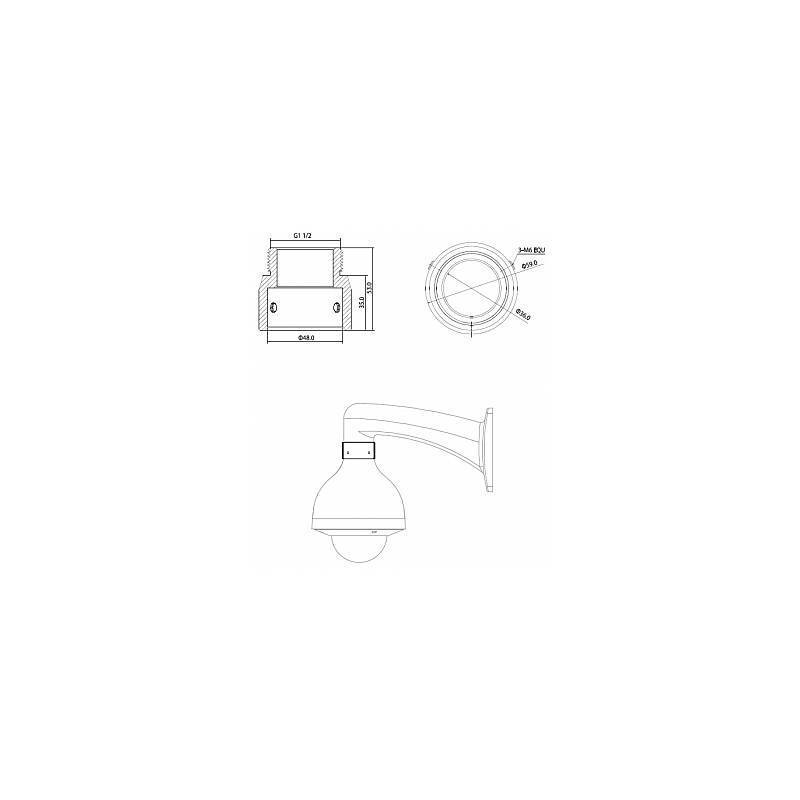 Dahua PFA110 Aufhängeadapter, Zubehörartikel, Adapter | Anwendung: Videoüberwachung | Farbe: Weiß