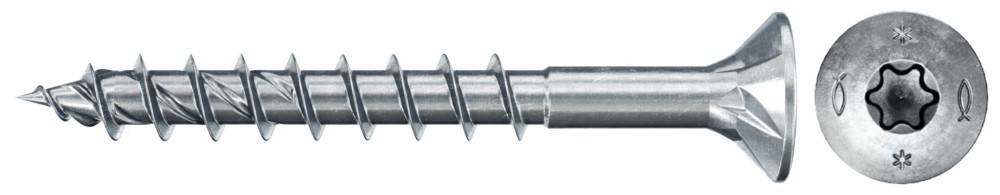 Nahaufnahme einer Metallschraube mit einer spitzen Spitze und Gewinderillen.