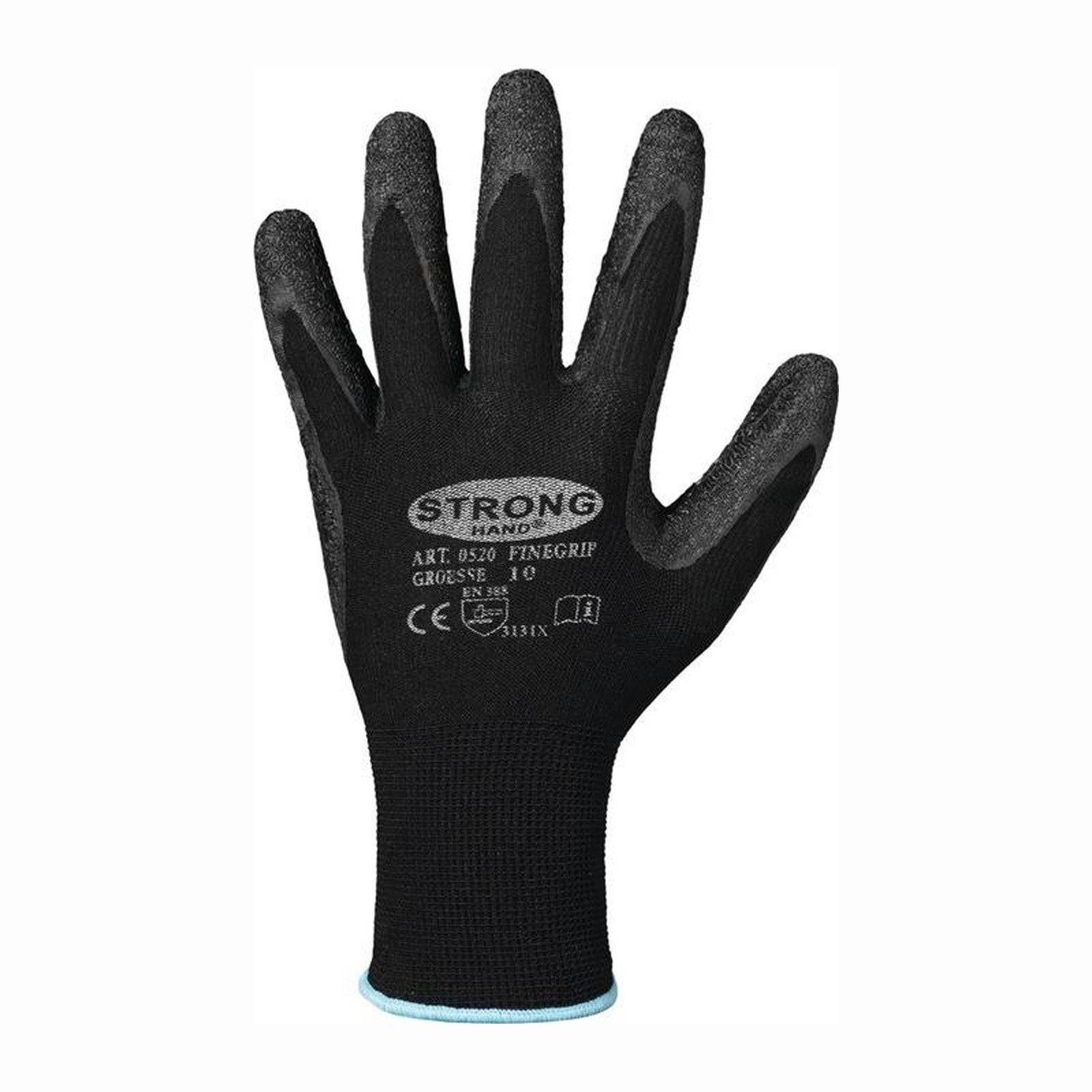 STRONGHAND Handschuhe Finegrip schwarz EN 388 PSA II Gr. 11 - 0520-11H