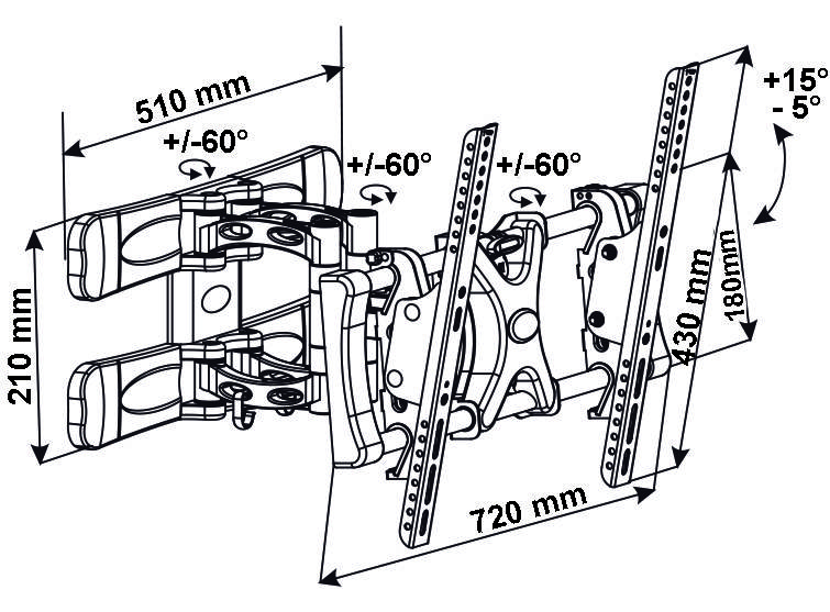My Wall Vollbeweglicher Wandhalter für Flach-Bildschirm für Bildschirme 32 - 50 (81-127cm) trägt 10 bis 40 kg