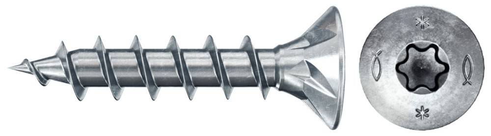 Eine Nahaufnahme einer metallischen Schraube mit einer spitzen Spitze und Spiralgewinden, die für den Einsatz in schwerer Bauarbeit oder im Schreinerhandwerk konzipiert ist.