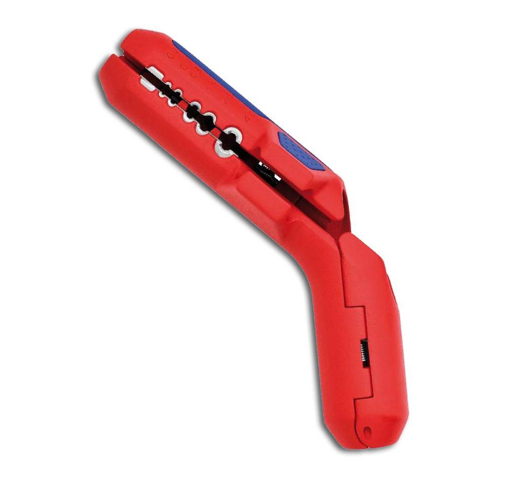 16 95 02 SB KNIPEX ErgoStripZum schnellen und präzisen Abmanteln und Abisolieren aller gängigen Rund- und Feuchtraumkabel z. B. NYM-Kabel 3 x 1,5 mm