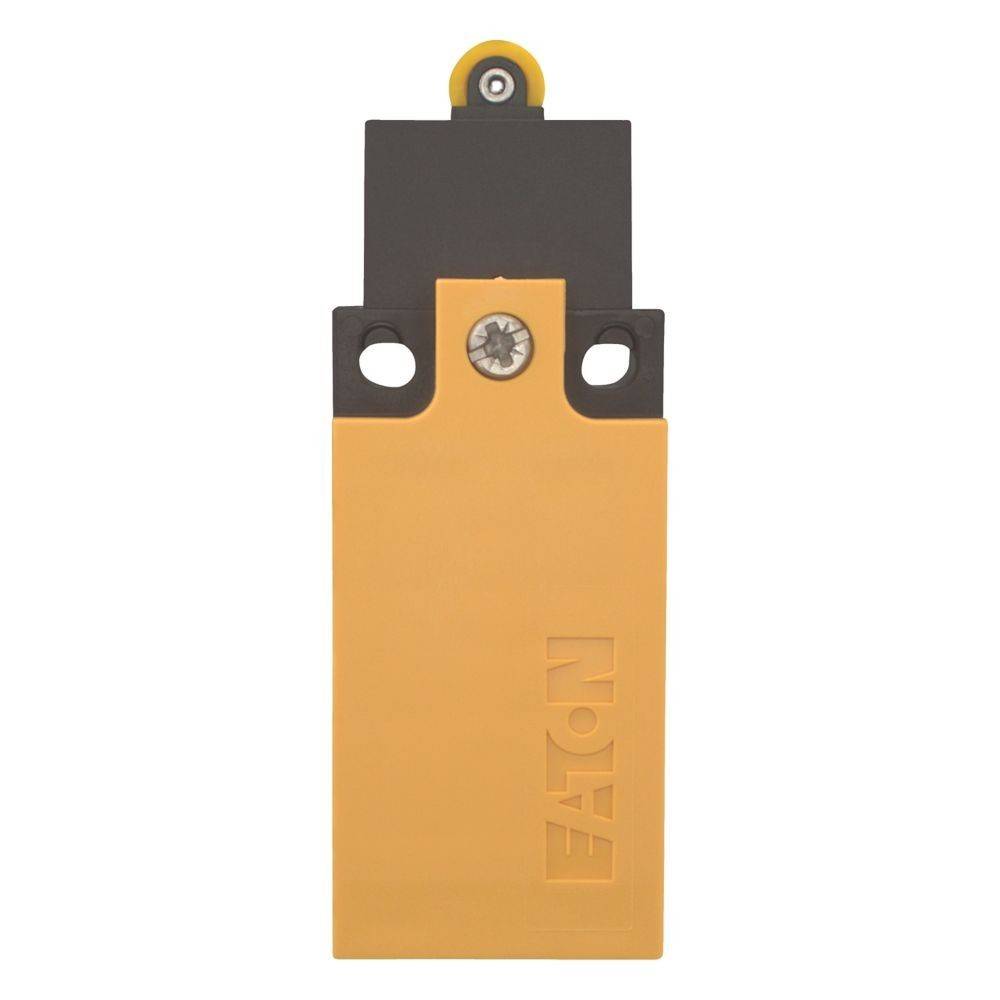 Ein gelber industrieller Schalter mit 