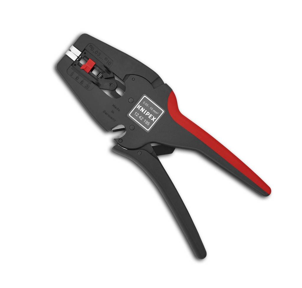 12 42 195 KNIPEX MultiStrip 10Abisolieren ohne Nachjustieren von 0,03 bis 10,0 mm Nur bei konstanten Temperaturen. Vertieft liegender