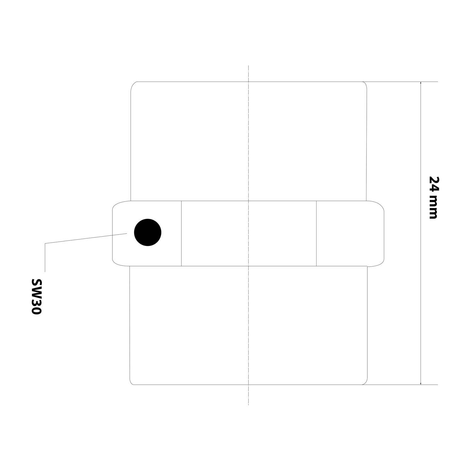 Ein Metallrohrverschraubung mit sechskantiger Mutterstelle und Gewindeende, entworfen für sichere Befestigung in Rohrleitungssystemen.