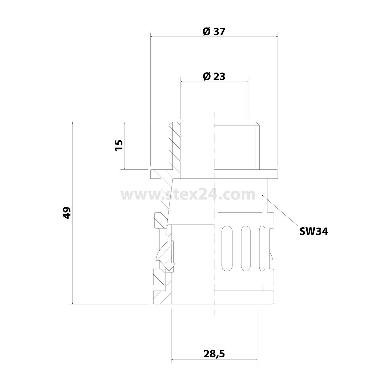FLEXA RQG1-M 10 Stk. Schnellverschraubung gerade Gewinde M32x1,5 für Schlauch-Außendurchmesser 28,5mm konisch dichtend