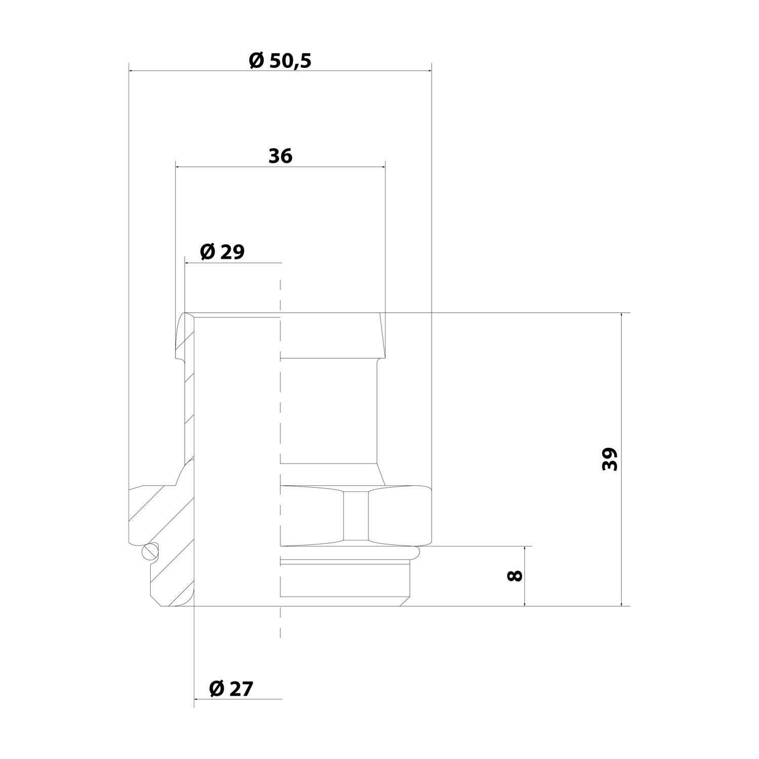 FLEXA FMSO M40/36 Metall-Schlaucholive gerade Gewinde M40x1,5 für Schlauch-Außendurchmesser 36,0mm für