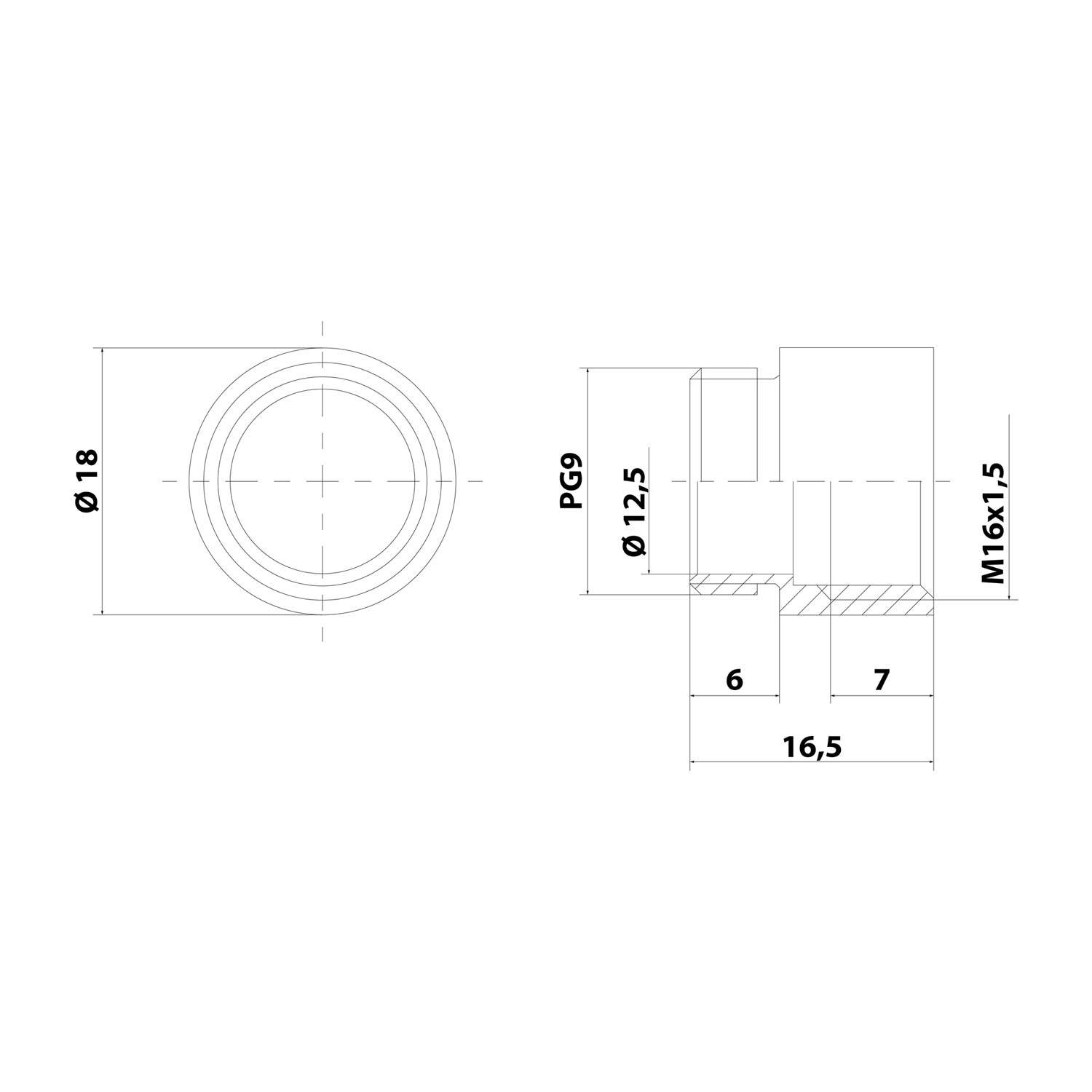 LAPP Adapter-Zwischenstutzen PG/M von PG9x1,41 auf M16x1,5 MZM-PG/M rund Messing (CuZn) vernickelt Farbe silber - 1
