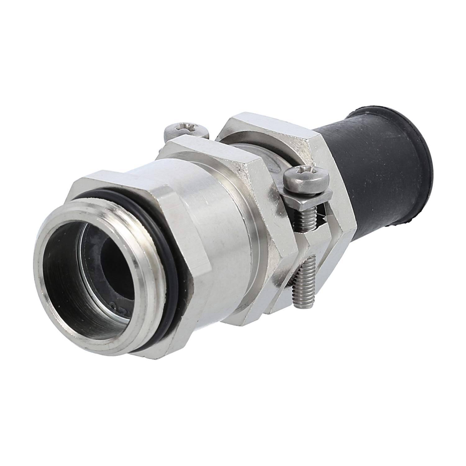 Ein Stahlkabelprüfling mit einer Gummidichtung und Schraubverschraubungen, entwickelt zum sicheren Verbinden und Schützen von Elektrokabeln.