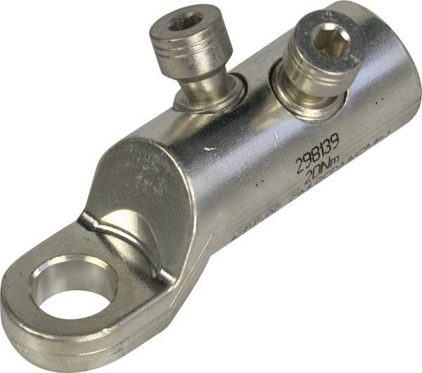 Zweibolzen-Verbinder mit Seriennummer 296139 und einem Drehmoment von 20 Nm.