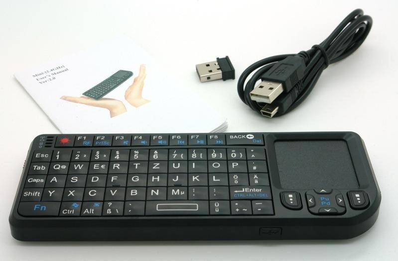 Mini Funk Tastatur mit Touchpad & Beleuchtung - schwarz, US Layout