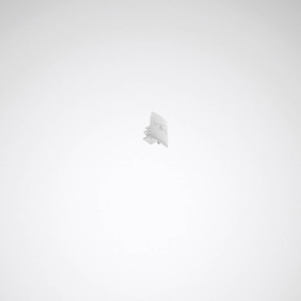 Ein kleines, graues, rechteckiges Objekt mit hervorstehenden Pins ist auf einem einfarbigen, hellen Hintergrund zentriert.