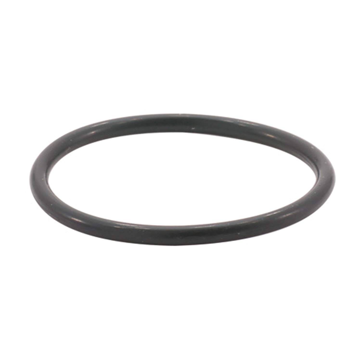 Ein schwarzer Gummi-O-Ring, kreisförmig und glatt, verwendet zum Abdichten oder für mechanische Zwecke.