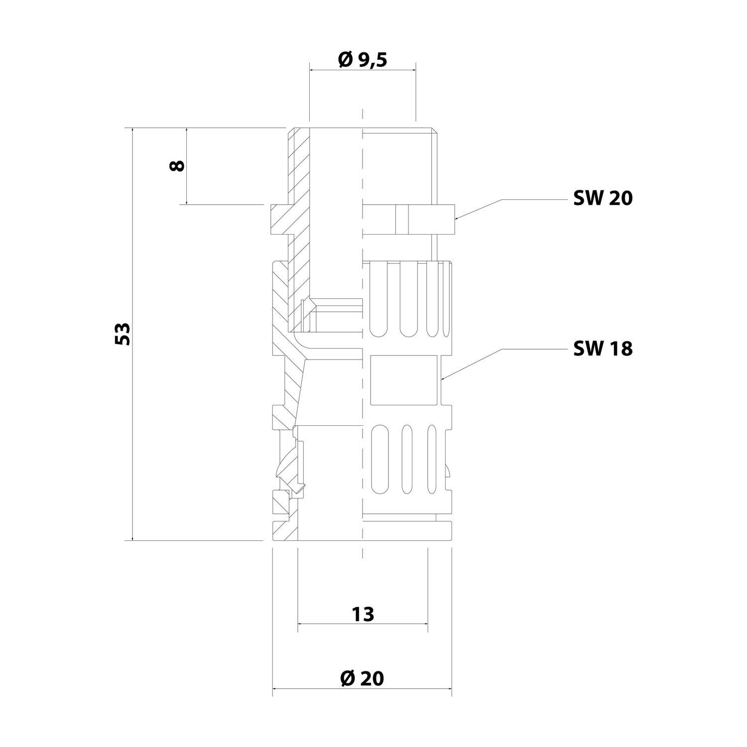 FLEXA FVGZ M16/13 Schnellverschraubung gerade Gewinde M16x1,5 für Schlauch-Außendurchmesser 13,0mm konisch dichtend mit