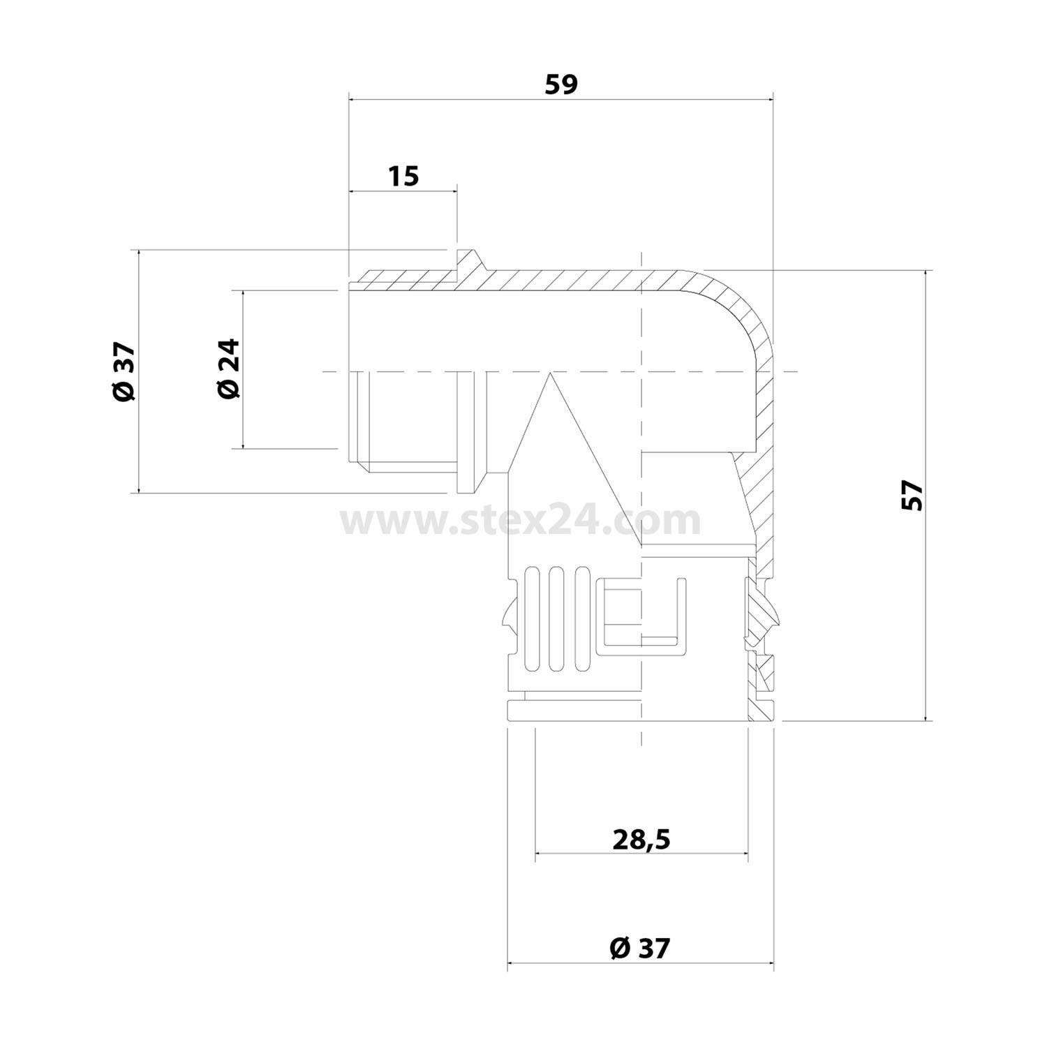 FLEXA RQW1-M 10 Stk. Schnellverschraubung 90 Grad Winkel Gewinde M32x1,5 für Schlauch-Außendurchmesser 28,5mm konisch