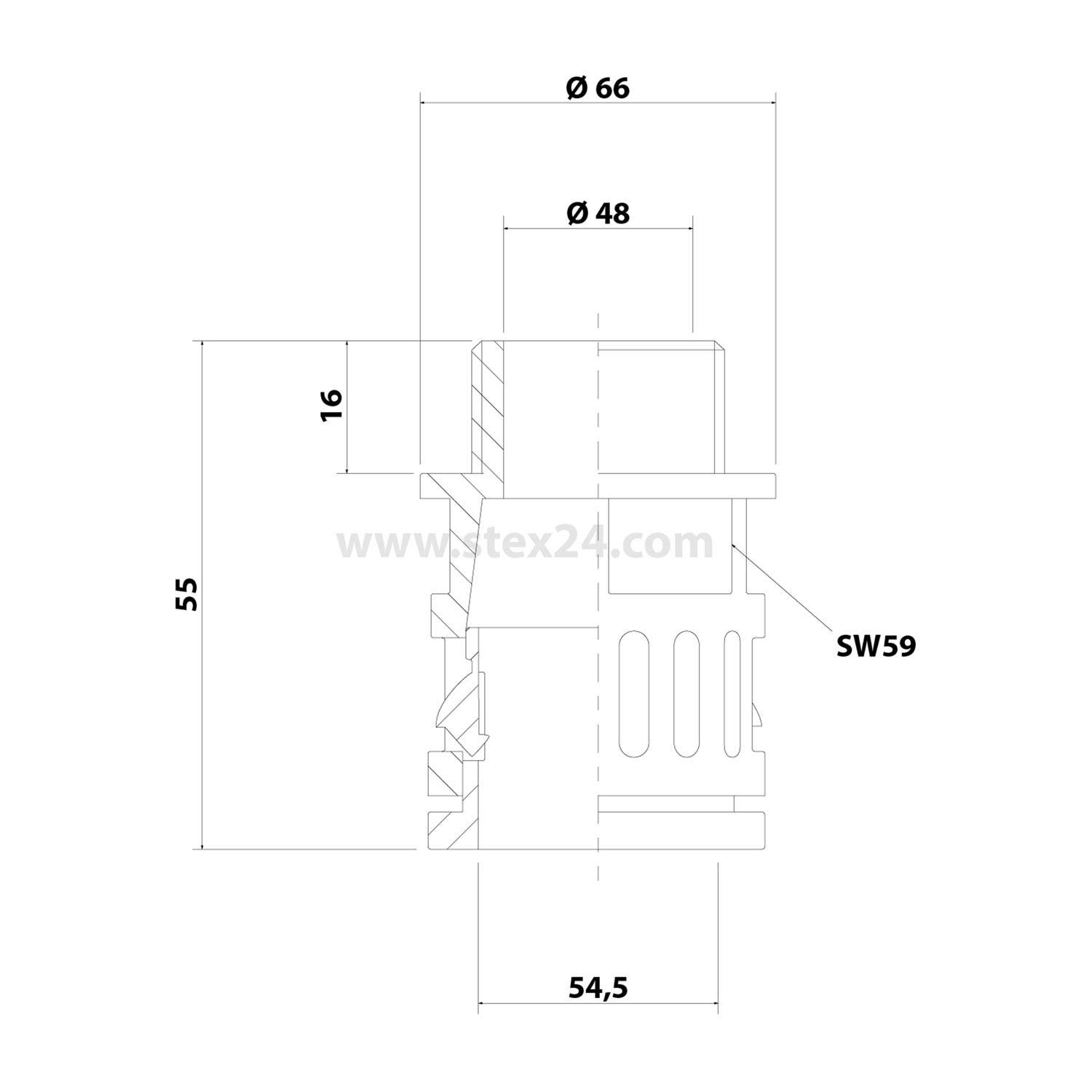 FLEXA RQG1-M 2 Stk. Schnellverschraubung gerade Gewinde M63x1,5 für Schlauch-Außendurchmesser 54,5mm konisch dichtend