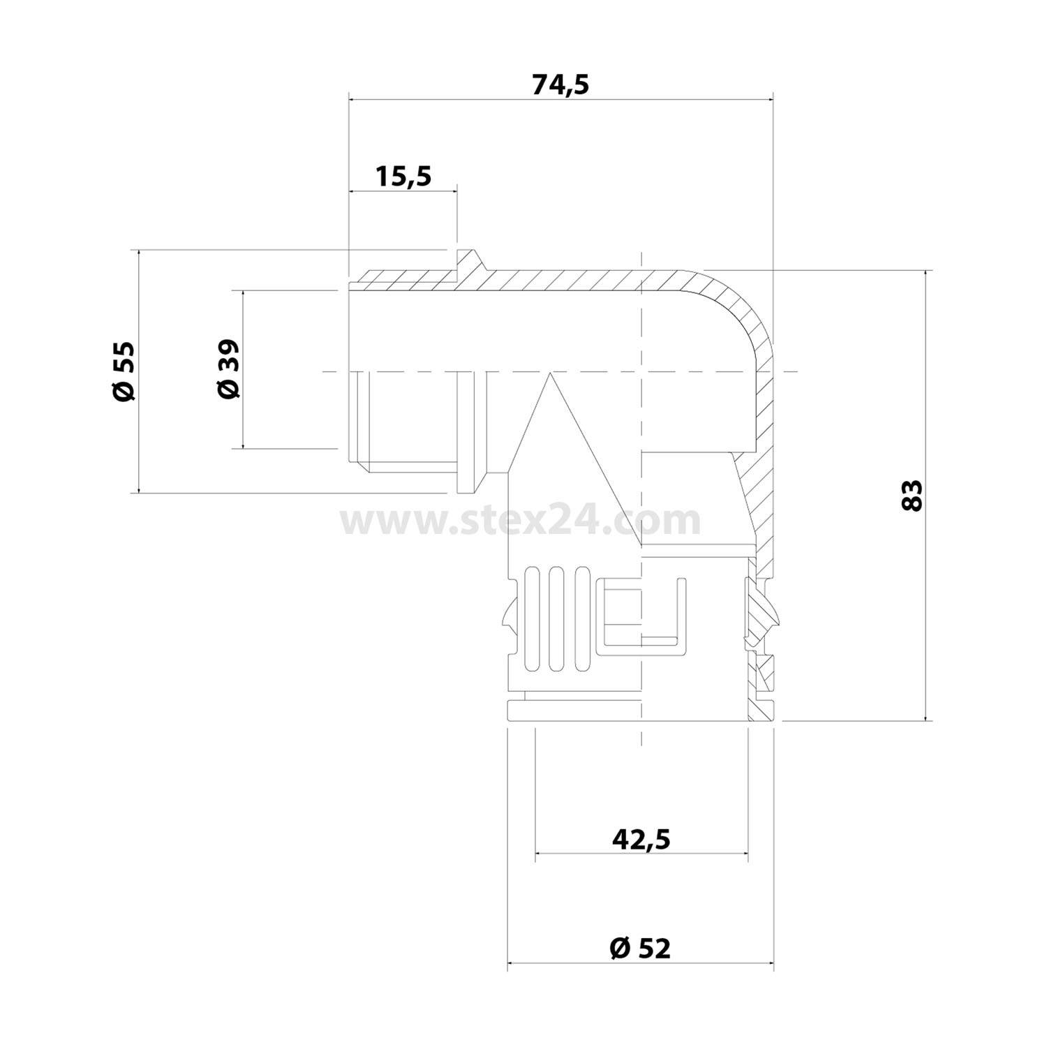 FLEXA RQW1-M 2 Stk. Schnellverschraubung 90 Grad Winkel Gewinde M50x1,5 für Schlauch-Außendurchmesser 42,5mm konisch