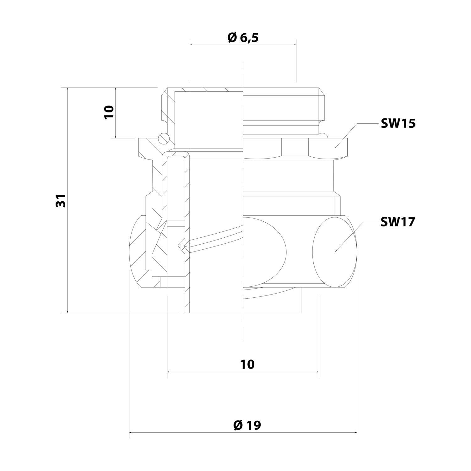 FLEXA FWD M10-BL Metallverschraubung gerade Gewinde M10x1 für Schlauch-Außendurchmesser 10,0mm für
