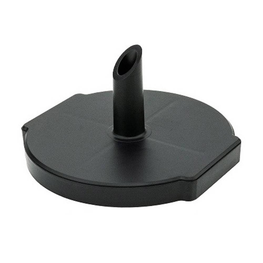 Ein schwarzer Plastik-Trichterablaufdeckel, der dazu dient, Wasserstrom zu kanalisieren und zu lenken, mit einer rechteckigen Grundfläche und einem zylindrischen Auslauf.