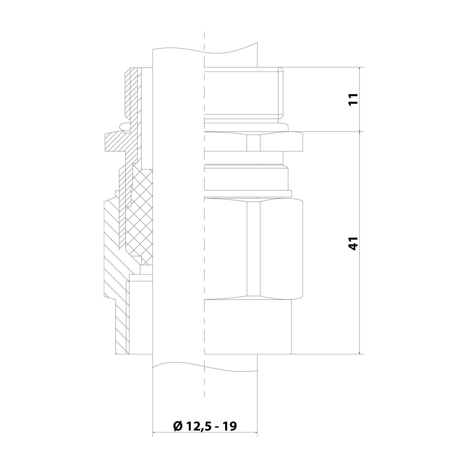 FLEXA Z-M Adapter gerade M25x1,5 mit Innen- und Außengewinde mit Zugentlastung Klemmbereich 12,5mm - 19,0mm - 1 Stück