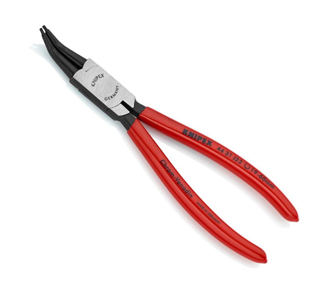Rotgriffige KNIPEX Spitzzangen isoliert auf weißem Hintergrund.