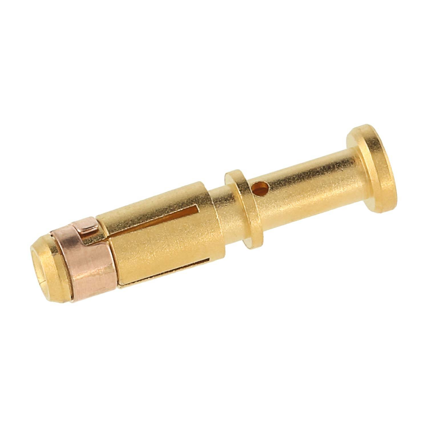 Vergoldeter HF-Stecker mit zylindrischem Gehäuse, entwickelt für elektronische Geräte, um eine stabile Hochfrequenzsignalübertragung zu gewährleisten.
