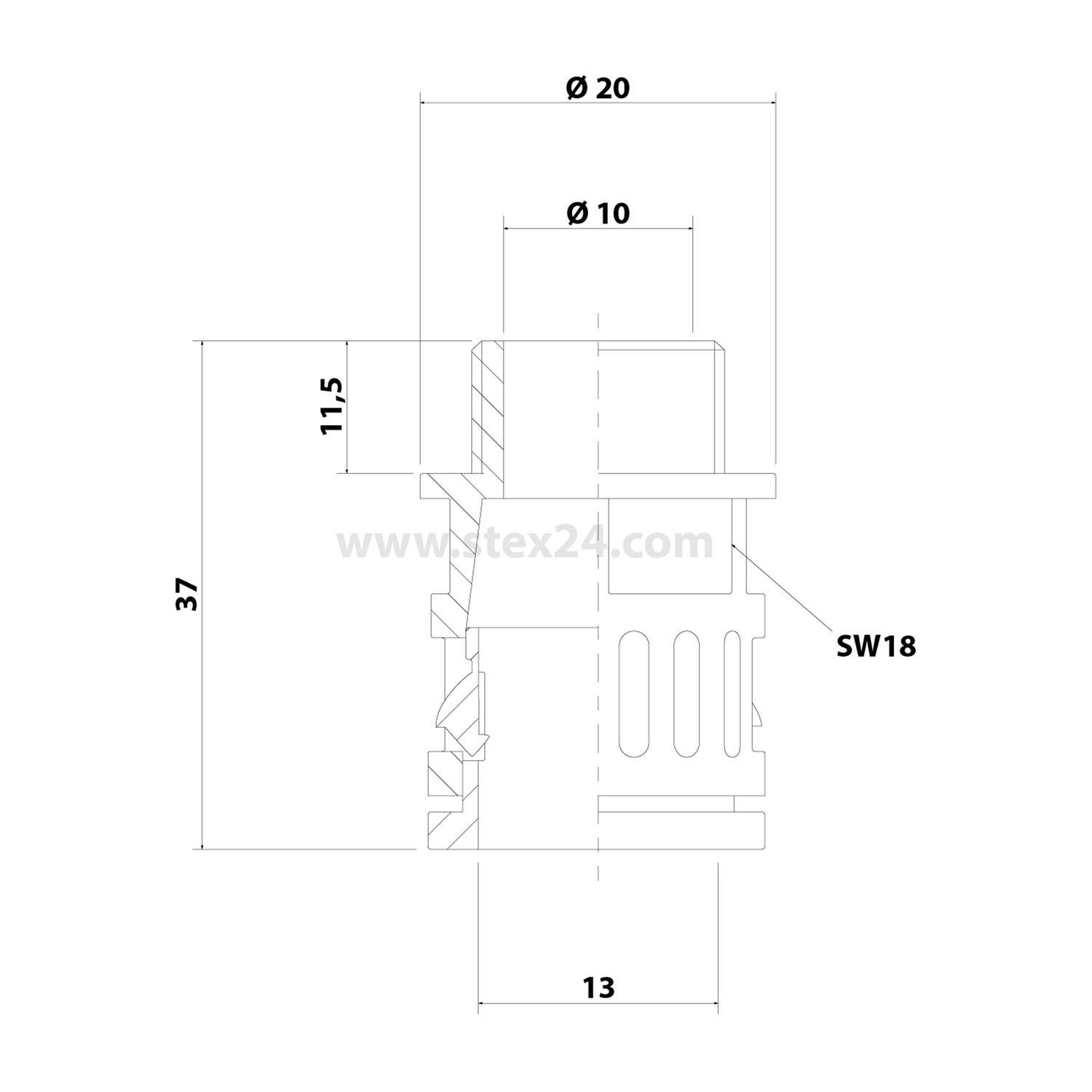 FLEXA RQG1-M 10 Stk. Schnellverschraubung gerade Gewinde M16x1,5 für Schlauch-Außendurchmesser 13,0mm konisch dichtend