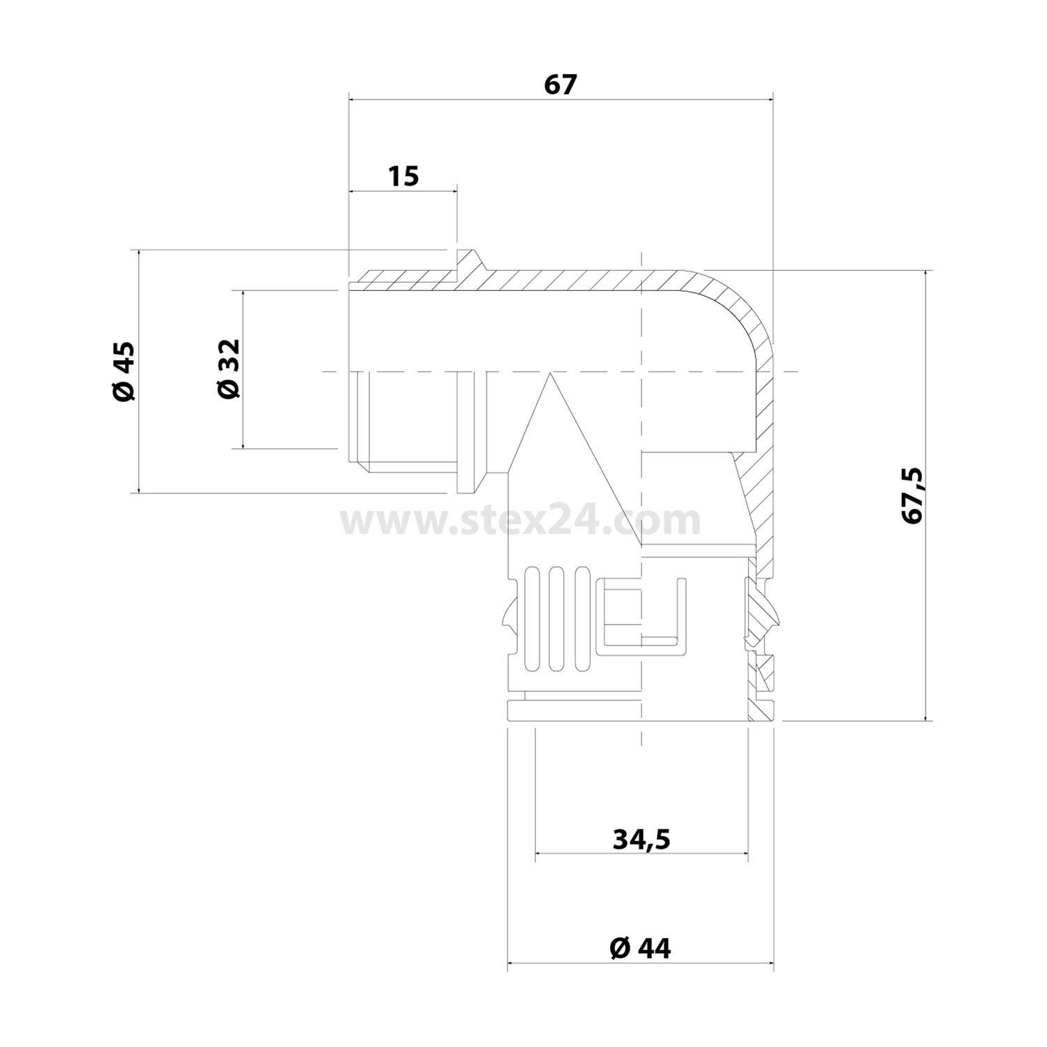 FLEXA RQW1-M 2 Stk. Schnellverschraubung 90 Grad Winkel Gewinde M40x1,5 für Schlauch-Außendurchmesser 34,5mm konisch