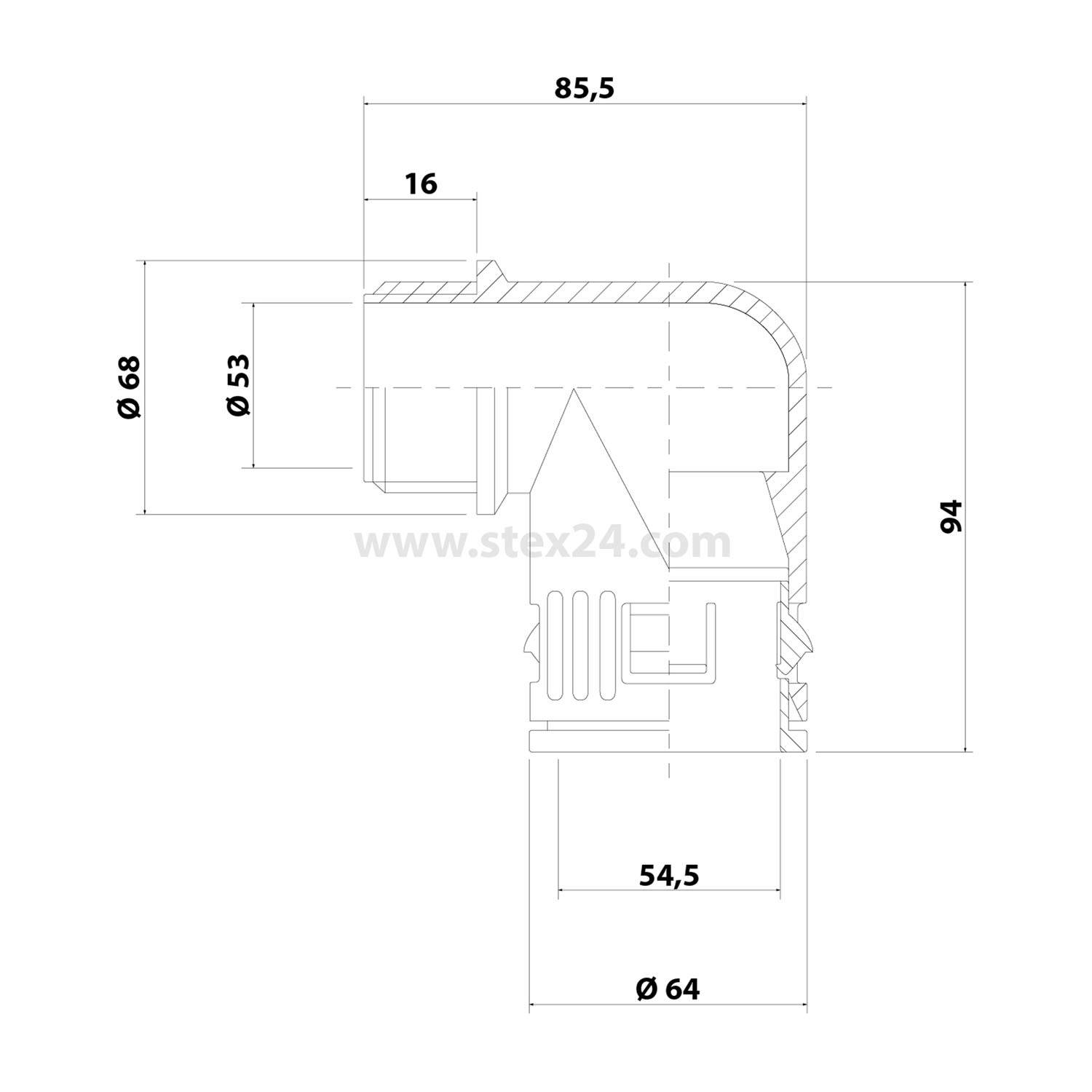 FLEXA RQW1-M 2 Stk. Schnellverschraubung 90 Grad Winkel Gewinde M63x1,5 für Schlauch-Außendurchmesser 54,5mm konisch