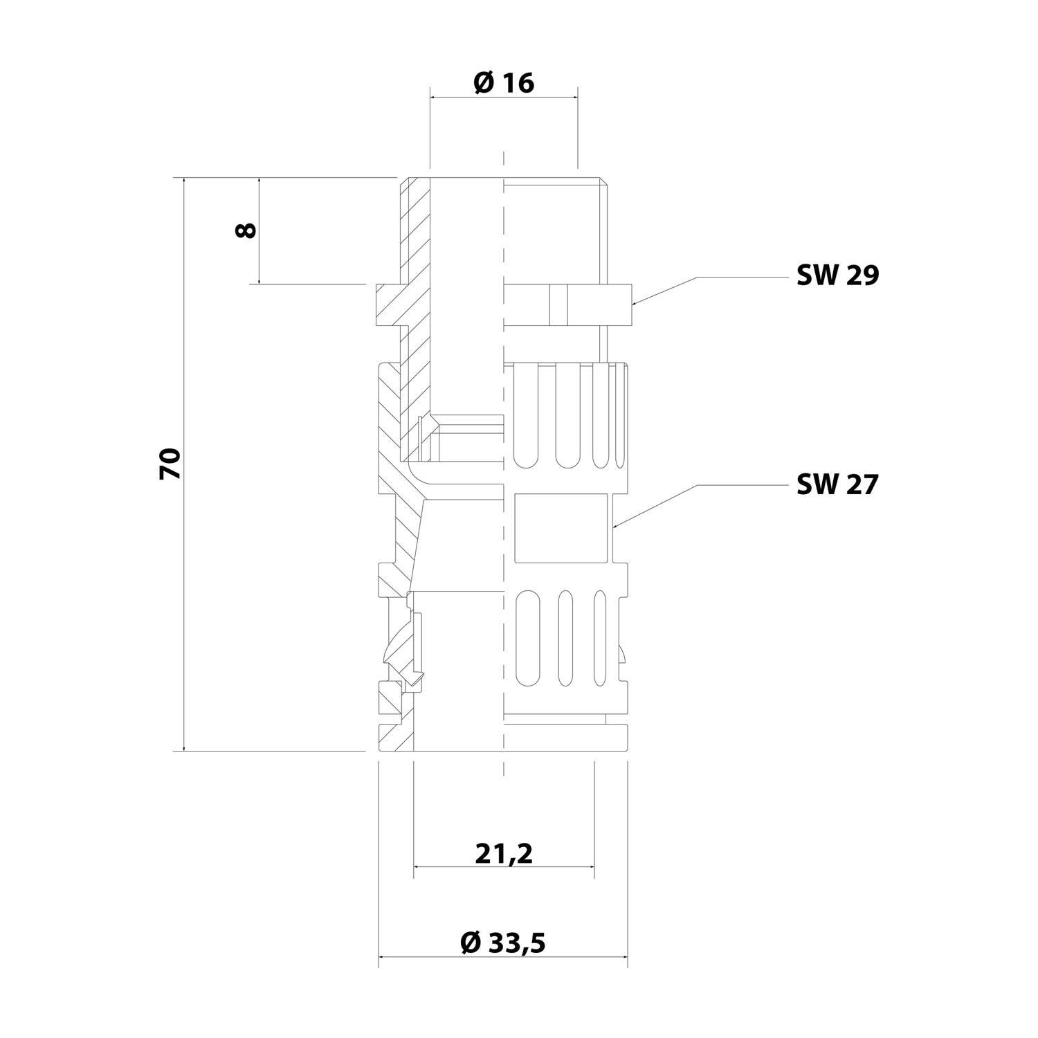 FLEXA FVGZ M25/21 Schnellverschraubung gerade Gewinde M25x1,5 für Schlauch-Außendurchmesser 21,2mm konisch dichtend mit