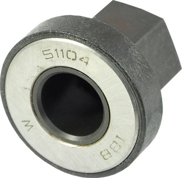 Ein Metalllager mit den gravierten Nummern '51104' und '188 W', ausgestattet mit einer kreisförmigen Innenkomponente und einer sechseckigen Außenform.