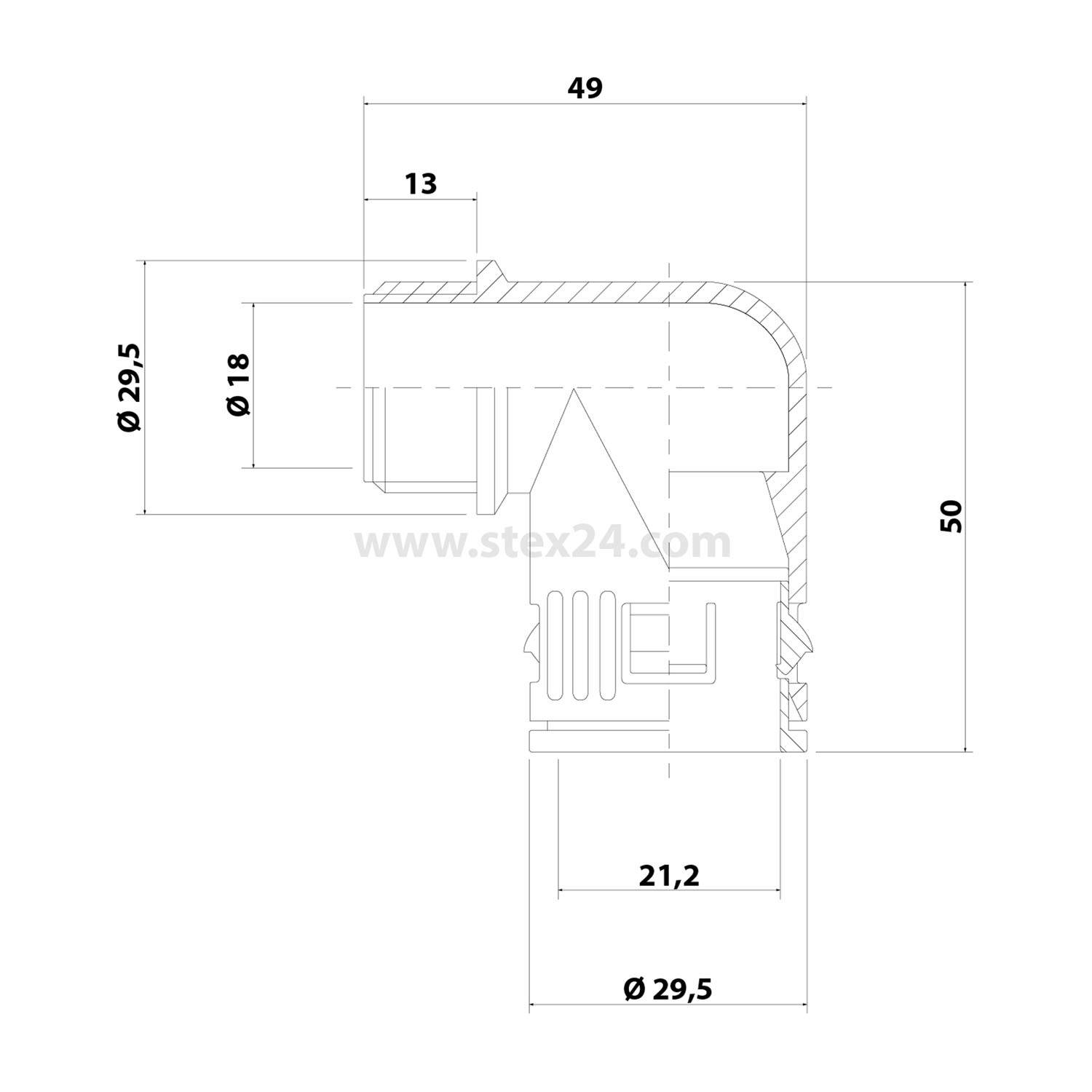 FLEXA RQW1-M 10 Stk. Schnellverschraubung 90 Grad Winkel Gewinde M25x1,5 für Schlauch-Außendurchmesser 21,2mm konisch