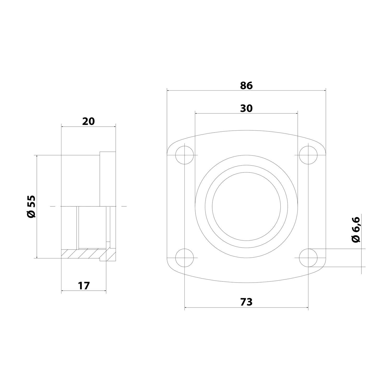 FLEXA FFLG 42/M50 Flanschanschluss ohne Flanschdichtung Gewinde M50x1,5 für Schlauch-Außendurchmesser 1x42,5mm +