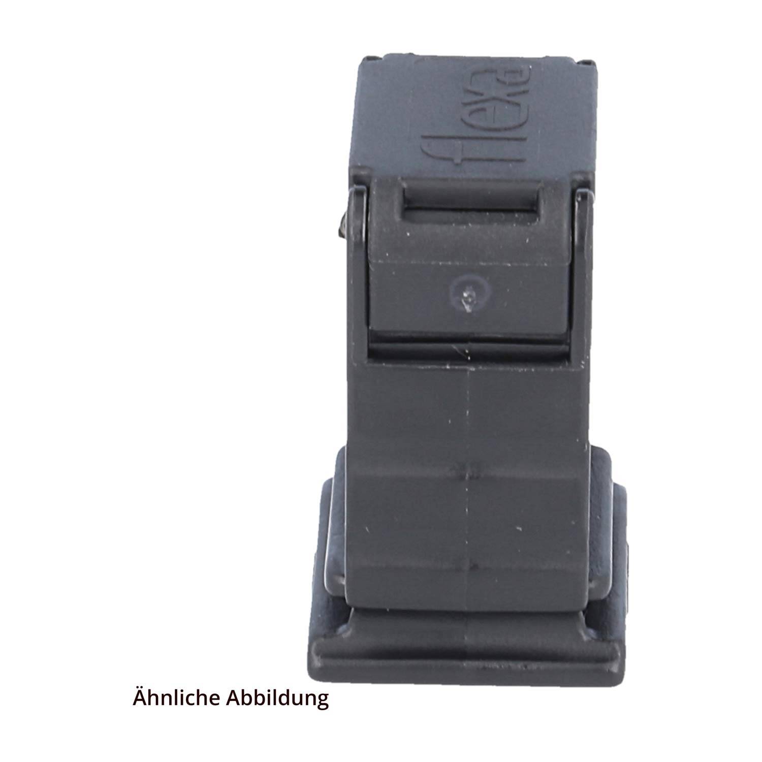 Ein schwarzer, rechteckiger Hebelschalter mit der Aufschrift 'flexa' auf der Oberseite, der typischerweise in mechanischen oder elektrischen Anwendungen eingesetzt wird.