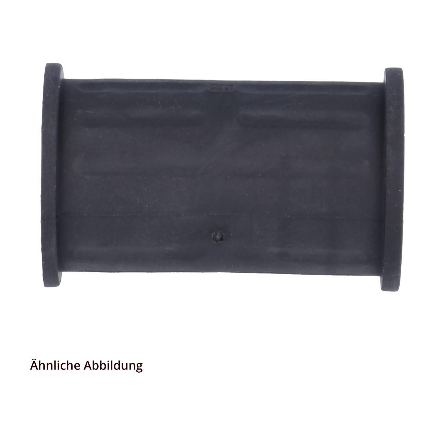 Ähnliche Abbildung' Text unter einem dunklen, rechteckigen Objekt mit abgerundeten Kanten, von oben betrachtet, das einem Gummiblock oder Stopper ähnelt.