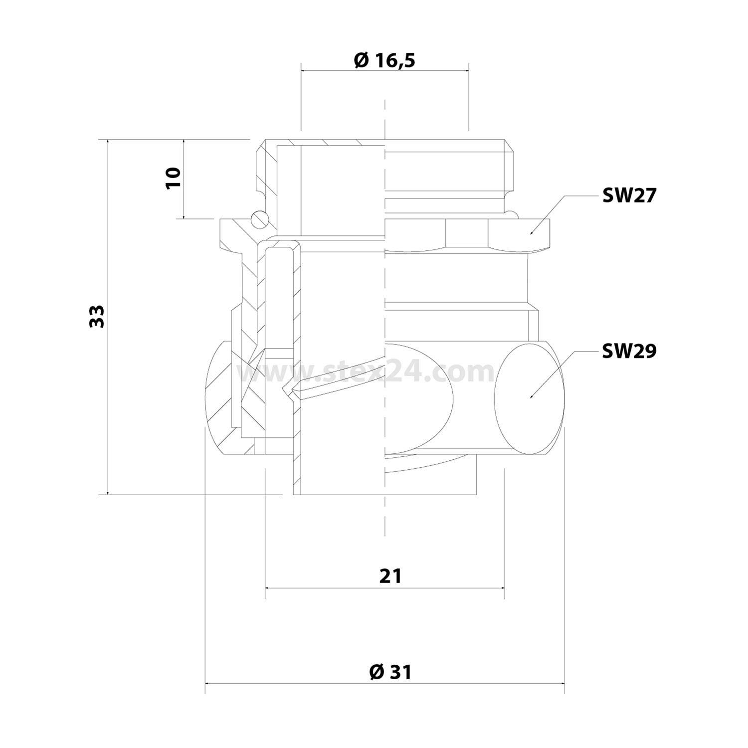 FLEXA US-M kl. Packung 10 Stk. Metallverschraubung gerade Gewinde M20x1,5 für Schlauch-Außendurchmesser 21,0mm für