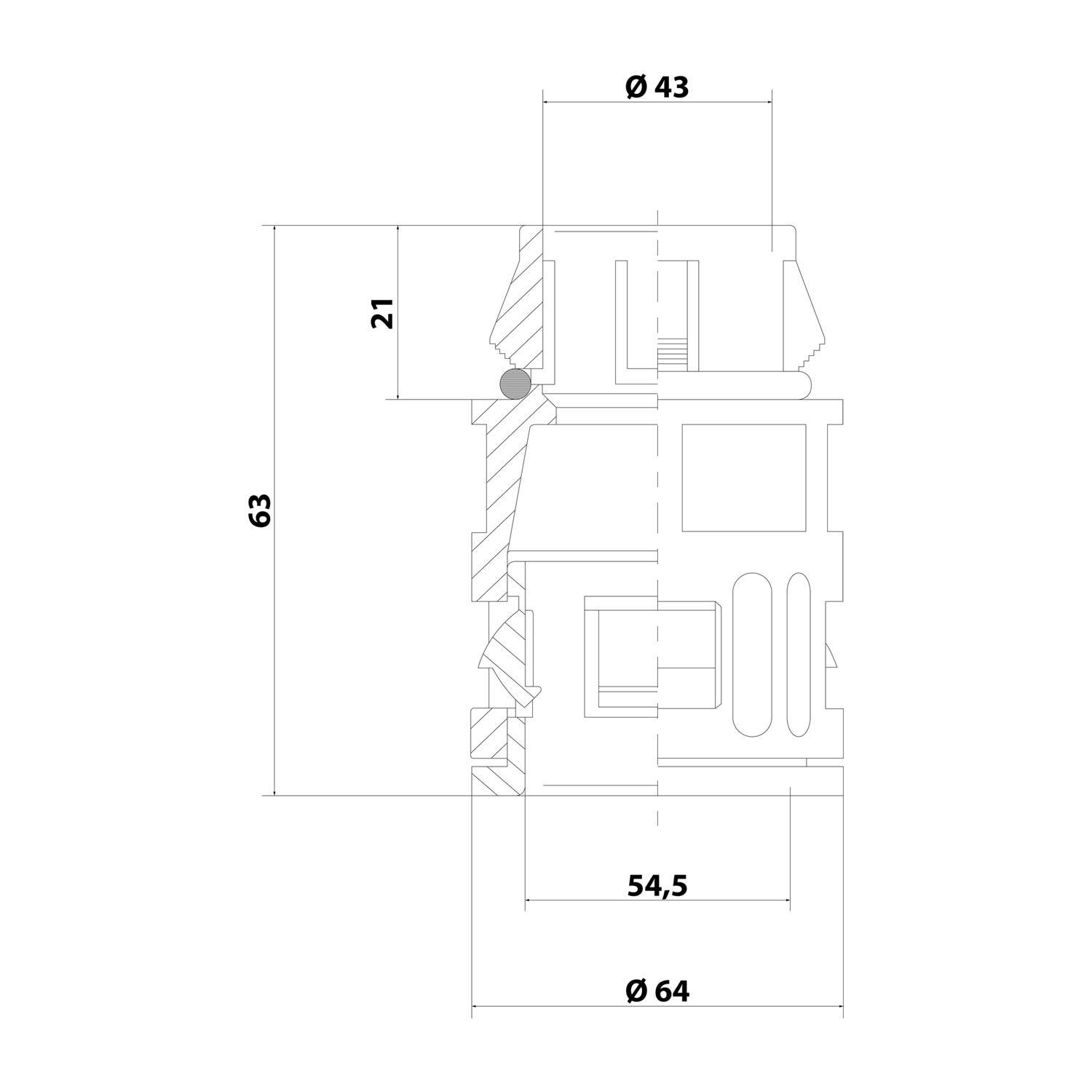 FLEXA FKLICK 50/54 Schnellverschraubung gerade für Schlauch-Außendurchmesser 54,5mm konisch dichtend ohne Außengewinde