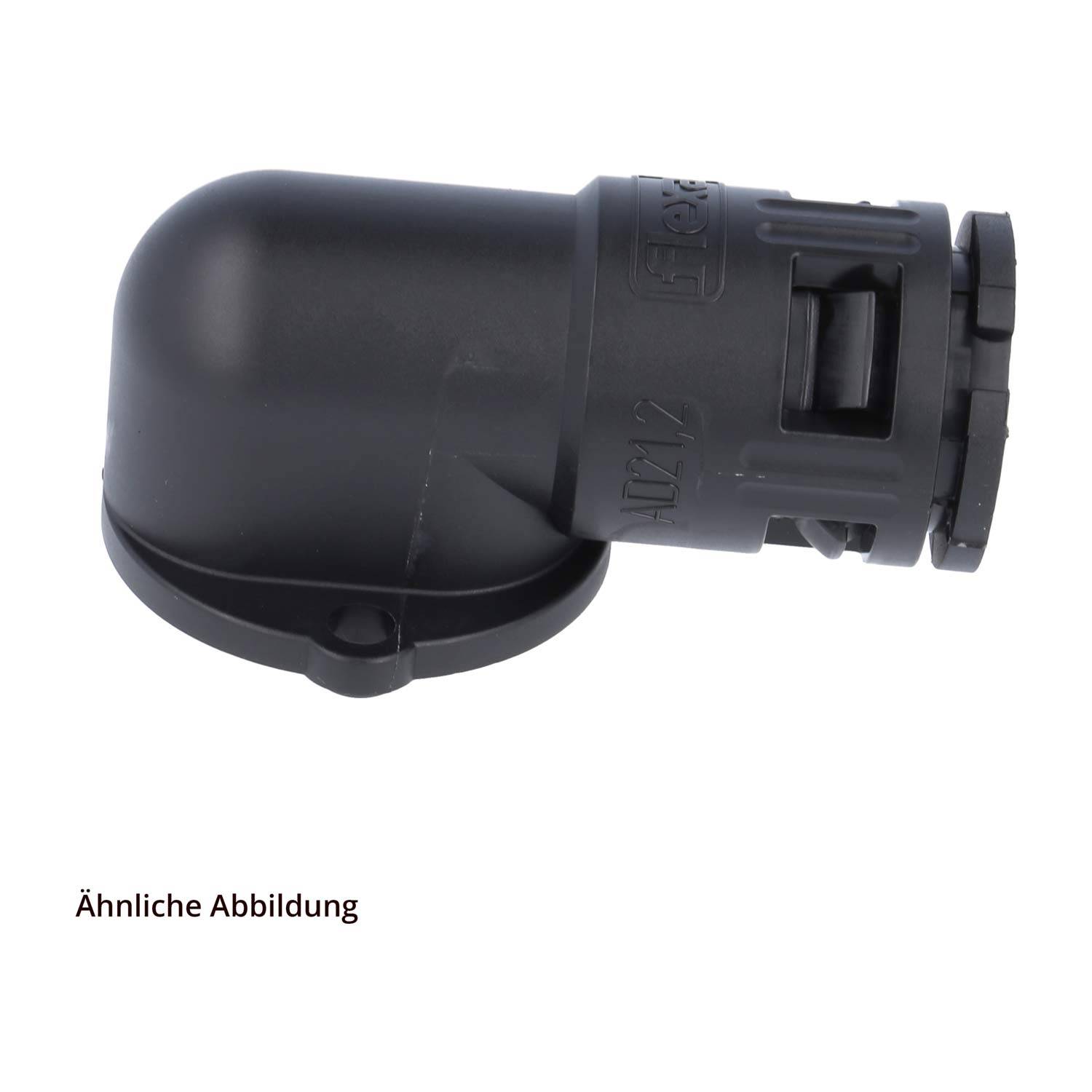 „Schwarzer Elektrostecker mit zylindrischer Form und Verriegelungsmechanismus, ähnlich dem hier gezeigten.