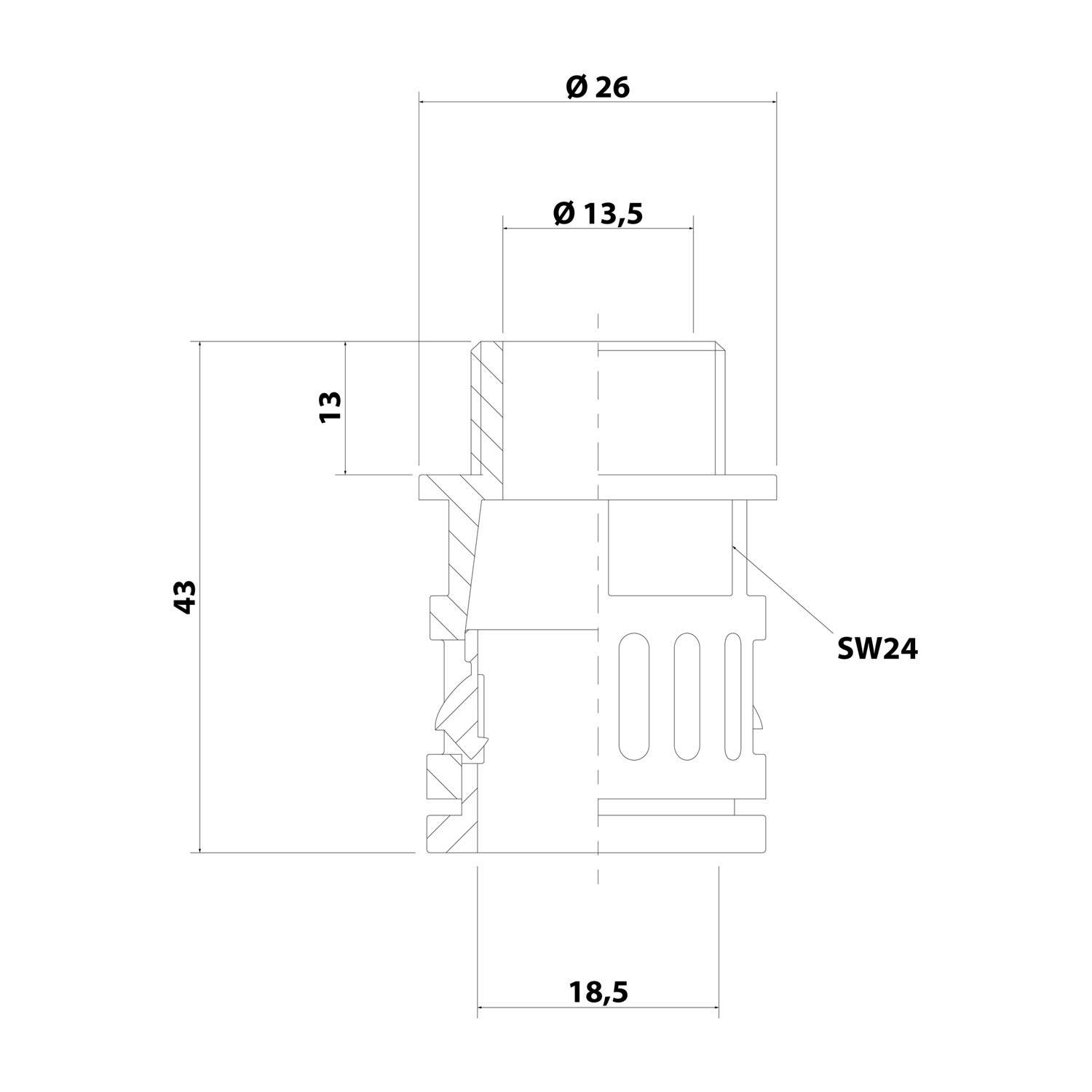 15020055219 FLEXA RQG1-M Schnellverschraubung gerade Gewinde M20x1,5 für Schlauch-Außendurchmesser 18,5mm konisch