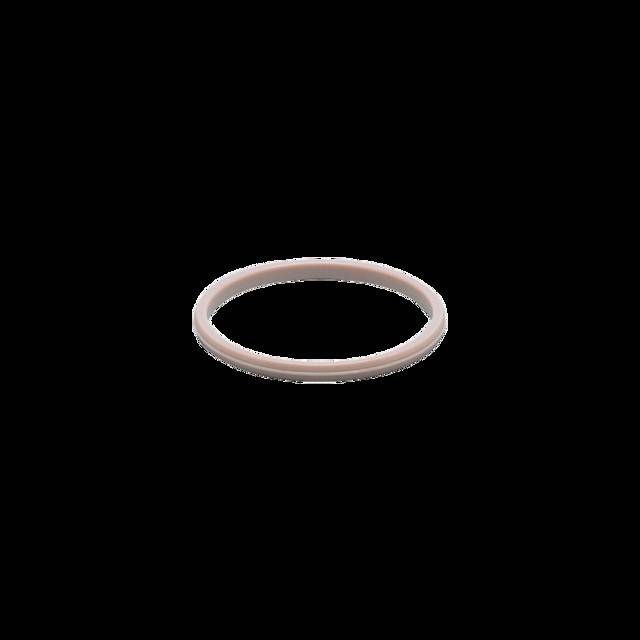 Ein beiger Gummiarmband auf einem schwarzen Hintergrund.