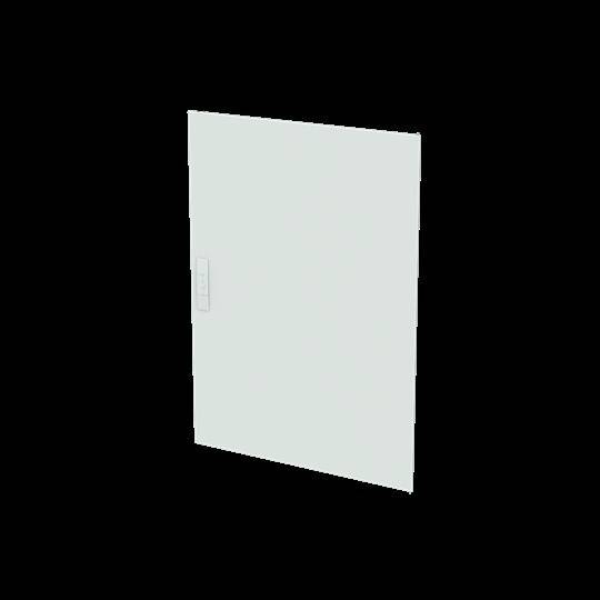 Ein schlichtes, weißes, vertikales Panel, das vor einem schwarzen Hintergrund steht.